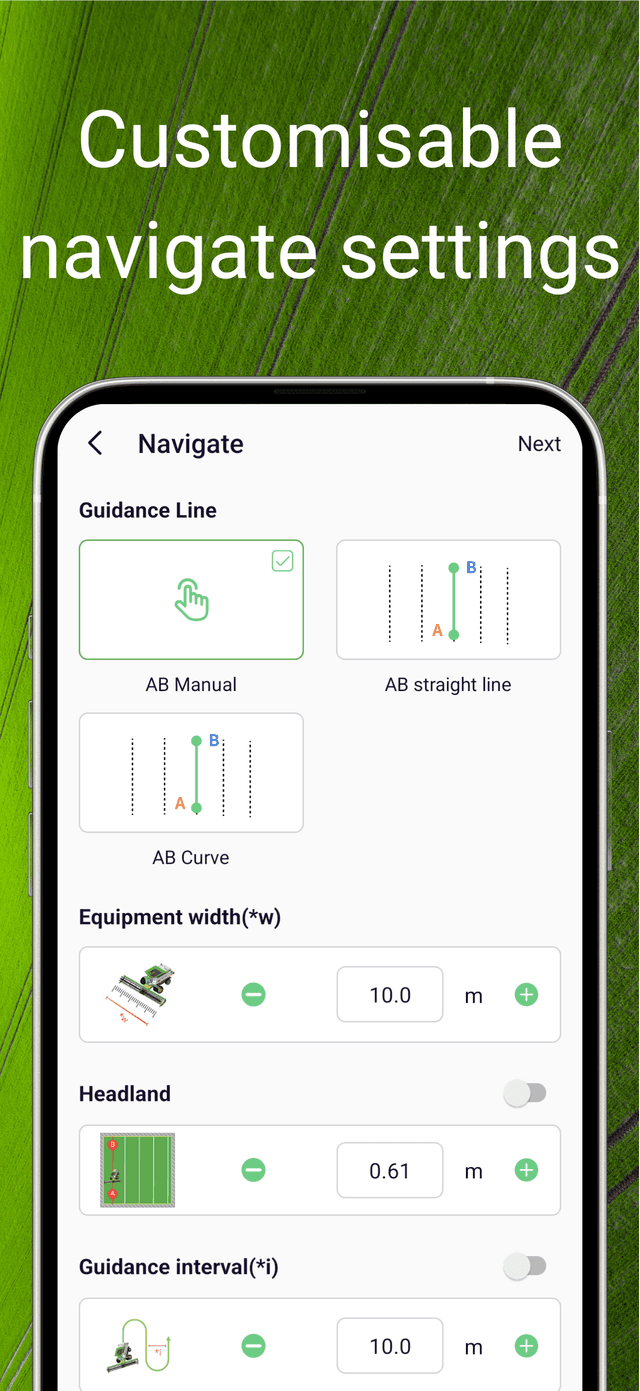 Customisable navigate settings